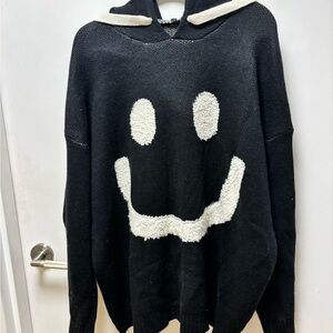 Black Smiley Hoodie Face Sweater